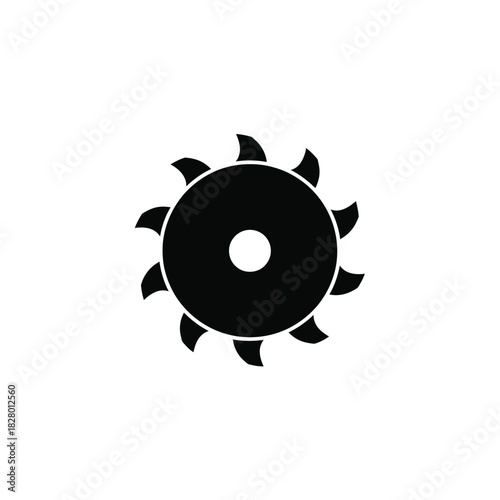 Black circular saw blade icon with sharp teeth tool