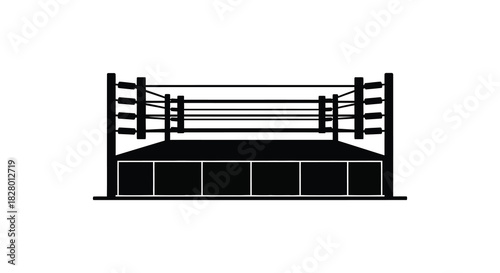 Boxing ring isolated on white background sport arena silhouette