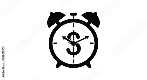 Time is money concept with clock and dollar sign silhouette
