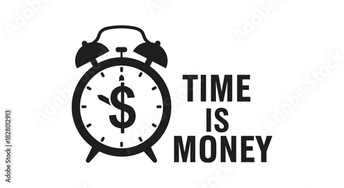 Time is money concept with clock and dollar sign silhouette