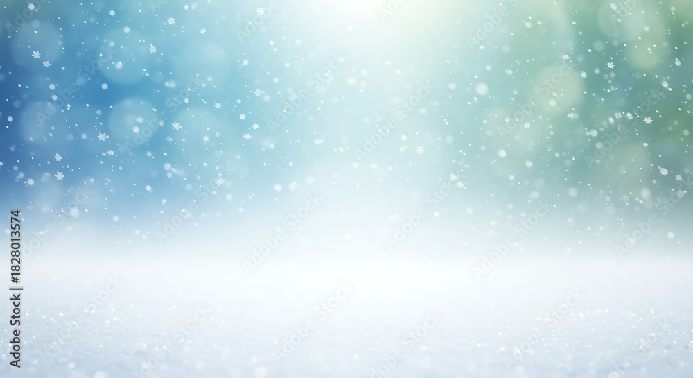 Fototapeta premium Magical winter snowfall background with blue and white gradient effect