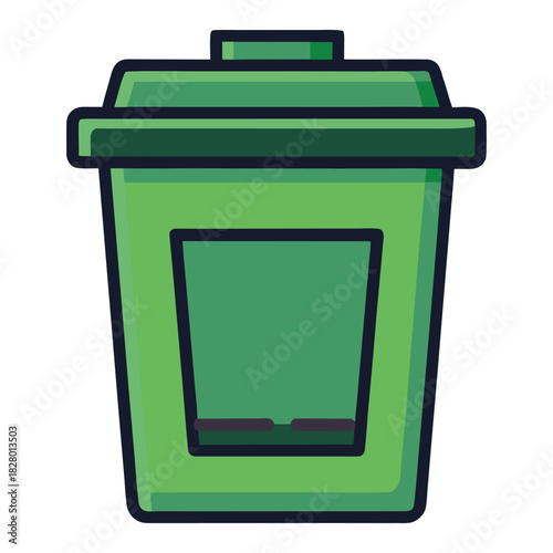 Green recycle bin or trash can icon vector symbol illustration for paper, waste, and metal recycling container isolated object design