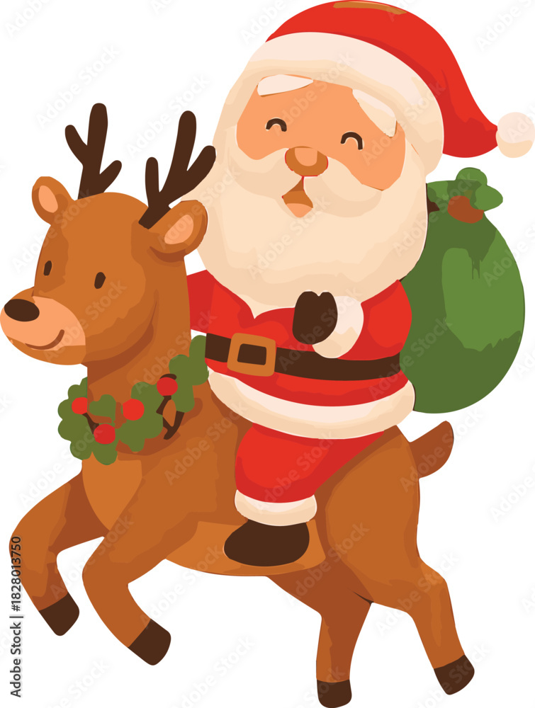 Fototapeta premium Santa's Reindeer Ride