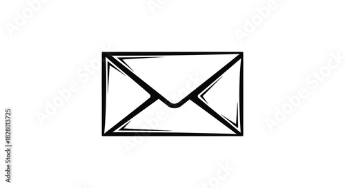 Hand drawn envelope icon in grunge style silhouette