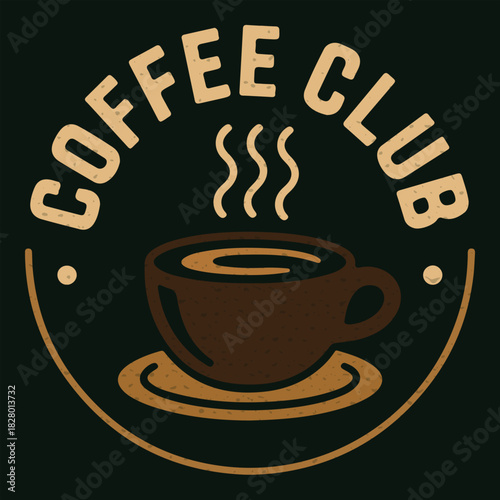 Coffee Club Retro Badge Logo T Shirt Design