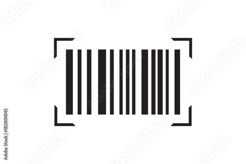 barcode icon design. Barcode scanner icon vector, filled flat sign, solid pictogram isolated on white. Symbol, logo illustration.