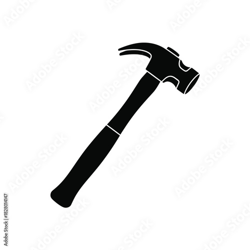 Black claw hammer silhouette on white background tool 4
