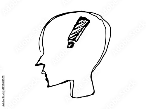 ひらめき・気付きのシルエットアイコン｜Idea Exclamation Head