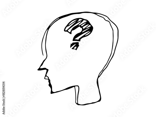 思考・疑問のシルエットアイコン｜Question Head Line Art