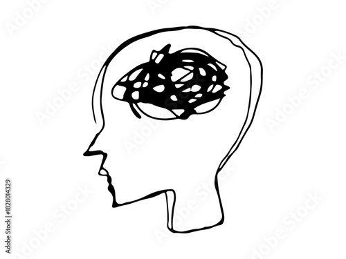 頭の中のモヤモヤ・混乱イメージ｜Confused Mind Vector