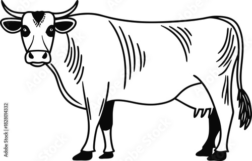 Realistic Cow Icon Outline Vector Illustration  

