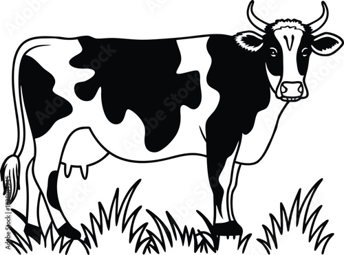 Standing Cow Icon Silhouette Vector Illustration  
