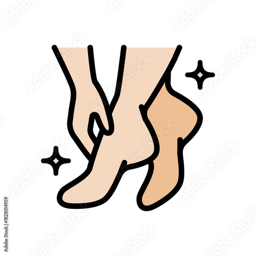 Foot care color icon. Foot hygiene, Healthy feet, Foot treatment, Podiatrist, Podiatry icons, Pedicure icons, Foot cream. Simple vector illustration.