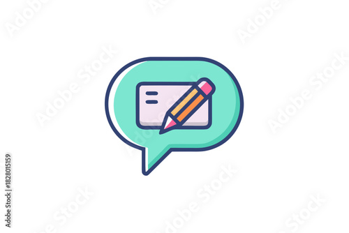 chat bubble pencil edit speech icon  