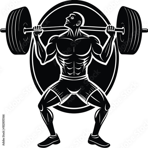 Weightlifter silhouette vector art for gym fitness and strength training designs