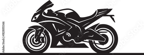 Black Silhouette of a Sport Motorcycle on White Background sport bike motorbike