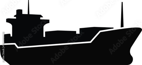 Cargo ship silhouette icon illustrating global maritime trade.