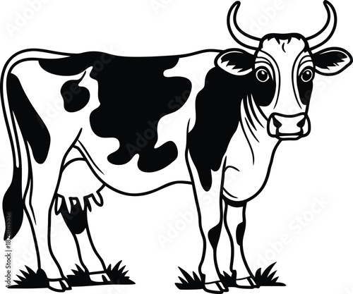 Minimalist Cow Outline Icon Vector Illustration  
