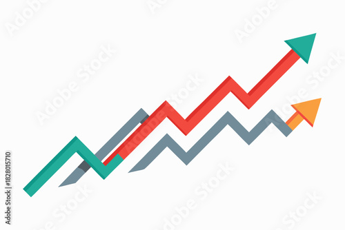ultra thin zigzag trend line rising diagonally icon