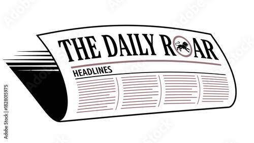 The Daily Roar newspaper headlines with a lion logo, presented in a dynamic, fast-moving style.