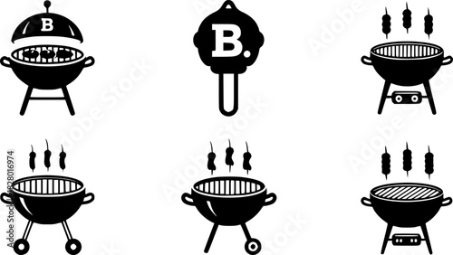 Vector black barbecue icons set
