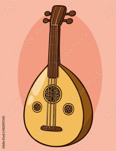 Vector illustration of an oud instrument.