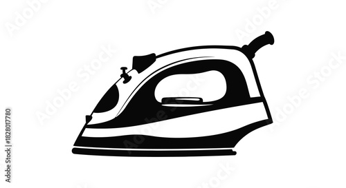 Ironing appliance silhouette black and white laundry tool silhouette