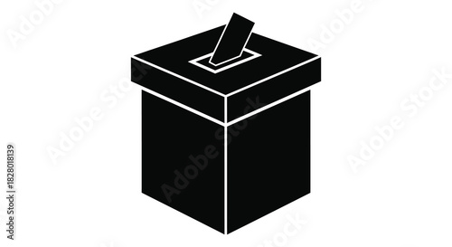 Ballot box with vote silhouette for elections and democracy silhouette