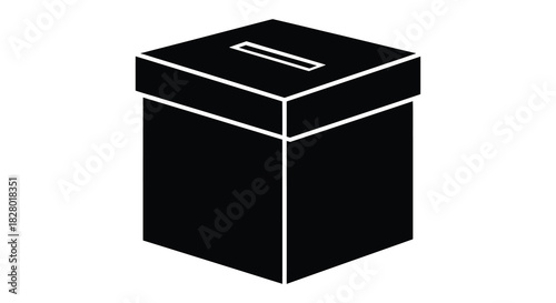 Ballot box icon for voting and elections silhouette
