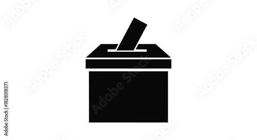 Ballot box with paper silhouette for elections and voting silhouette