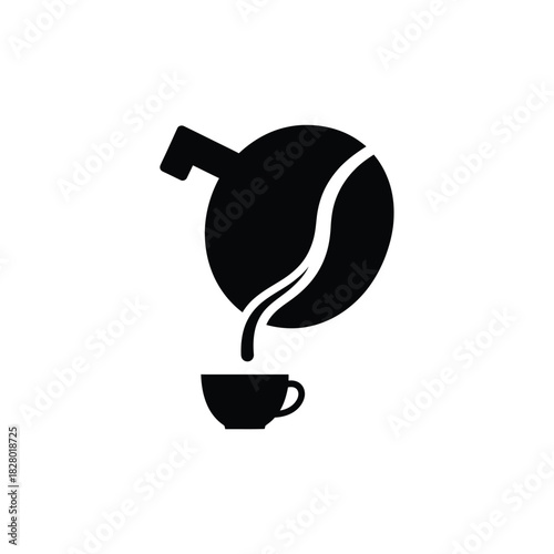 Black coffee pouring from pot into cup icon drink