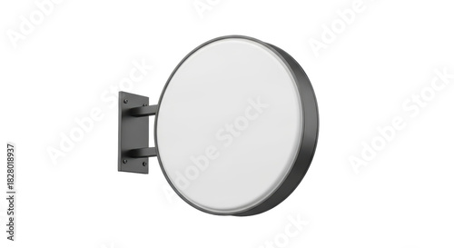 Canvas Print Round light box sign mockup isolated PNG, blank advertising signboard template f