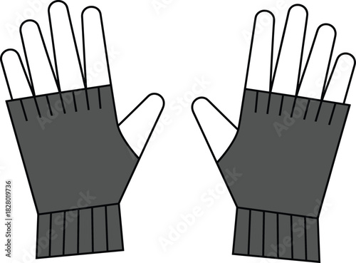 Fingerless Gloves Fashion Flat Sketch Front View Pair mittens handwear
