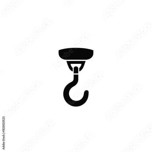 Black crane hook icon on white background industrial