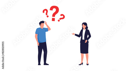 Customer Confusion and Business Consultation Vector Illustration