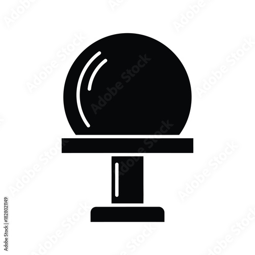 Black crystal ball on a pedestal icon sphere magic