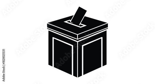 Ballot box with voting paper silhouette for elections and democracy