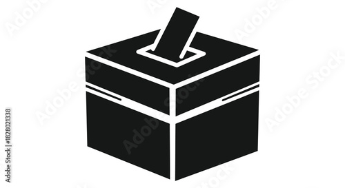 Ballot box with vote silhouette for elections and democracy silhouette