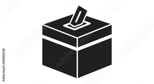 Ballot box with paper silhouette for voting process illustration silhouette