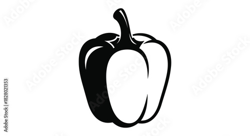 Bell pepper silhouette black and white vector illustration of a vegetable silhouette