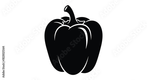 Black and white bell pepper graphic illustration silhouette