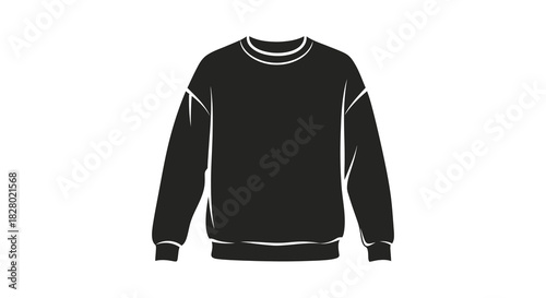 Simple black sweatshirt silhouette for fashion and apparel design silhouette