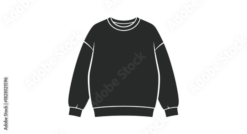 Oversized crewneck sweatshirt silhouette on white background fashion apparel