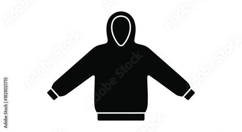 Hoodie icon black and white minimalist clothing silhouette