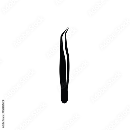 Black curved tweezers on white background tool instrument