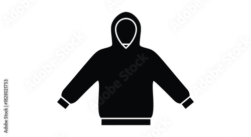 Hoodie silhouette illustration of a pullover sweatshirt with hood silhouette