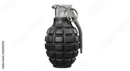 Принти на полотні Black hand grenade isolated PNG on transparent background, explosive weapon for