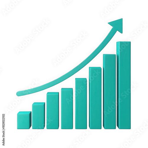 Free Download Teal colored bar graph with upward trending arrow isolated on transparent background - GFXLoad