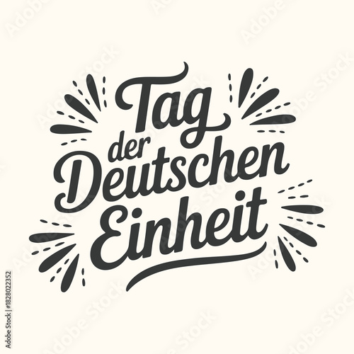 Vector art of tag der deutschen einheit text illustration, celebrating german unity day with decorative lettering and festive elements