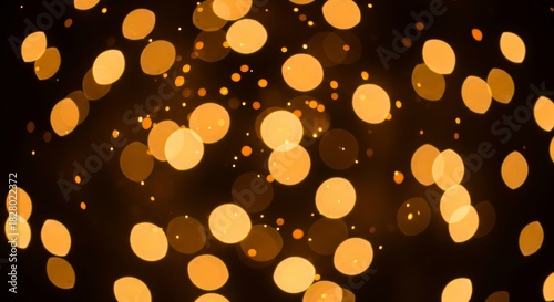 Magical Warm Golden Christmas Lights Bokeh Background. golden Christmas lights creating soft, glowing bokeh orbs. just pure magical atmosphere and ample copy space